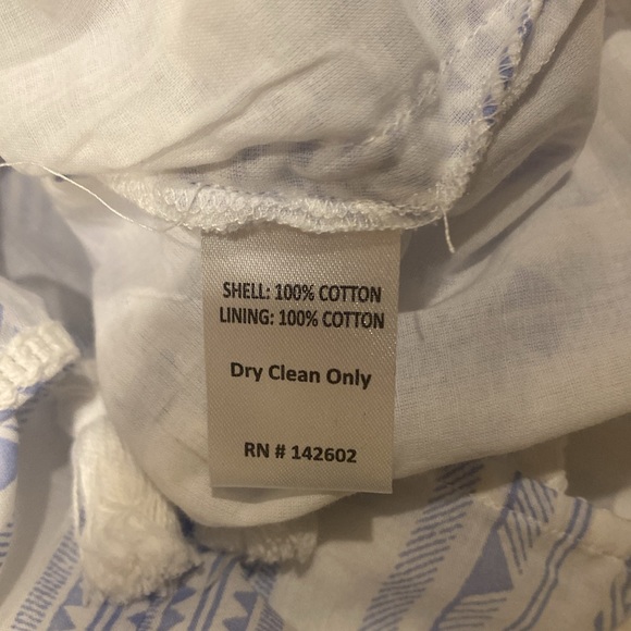 SAIL to SABLE white with blue stripes cotton blouse with pom poms  size Large - Picture 9 of 11